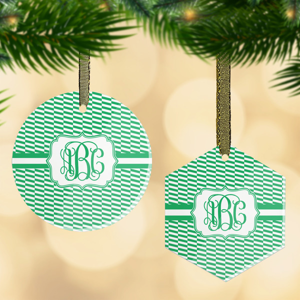 Custom Zig Zag Flat Glass Ornament w/ Monogram
