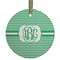 Zig Zag Frosted Glass Ornament - Round