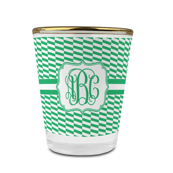 Zig Zag Glass Shot Glass - With gold rim - FRONT