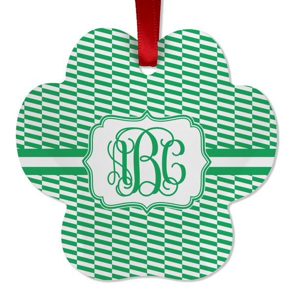 Custom Zig Zag Metal Paw Ornament - Double Sided w/ Monogram