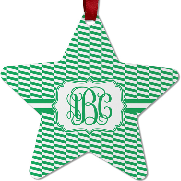Custom Zig Zag Metal Star Ornament - Double Sided w/ Monogram