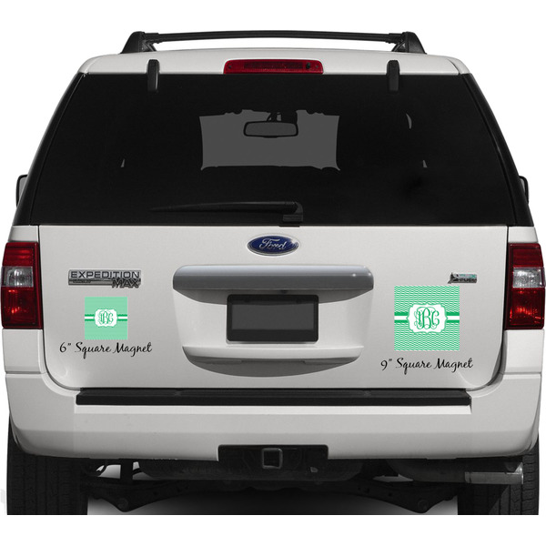 Zig Zag Personalized Square Car Magnets on Ford Explorer