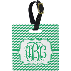 Zig Zag Plastic Luggage Tag - Square w/ Monogram