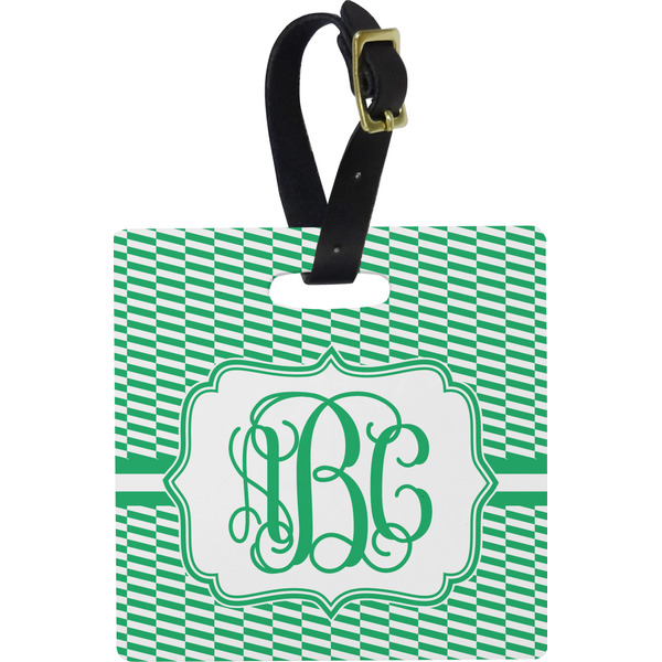Custom Zig Zag Plastic Luggage Tag - Square w/ Monogram