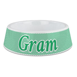 Zig Zag Plastic Dog Bowl - Large (Personalized)