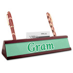 Zig Zag Red Mahogany Nameplate with Business Card Holder (Personalized)