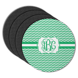Zig Zag Round Rubber Backed Coasters - Set of 4 (Personalized)