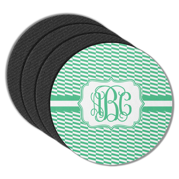 Custom Zig Zag Round Rubber Backed Coasters - Set of 4 (Personalized)