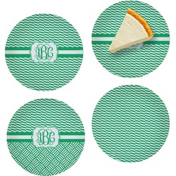 Zig Zag Set of 4 Glass Appetizer / Dessert Plate 8" (Personalized)