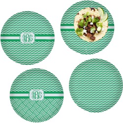 Zig Zag Set of 4 Glass Lunch / Dinner Plate 10" (Personalized)