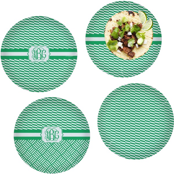 Custom Zig Zag Set of 4 Glass Lunch / Dinner Plate 10" (Personalized)