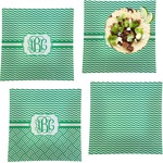 Zig Zag Set of 4 Glass Square Lunch / Dinner Plate 9.5" (Personalized)