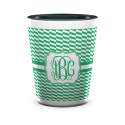 Zig Zag Ceramic Shot Glass - 1.5 oz - Two Tone - Set of 4 (Personalized)