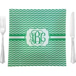 Zig Zag 9.5" Glass Square Lunch / Dinner Plate- Single or Set of 4 (Personalized)