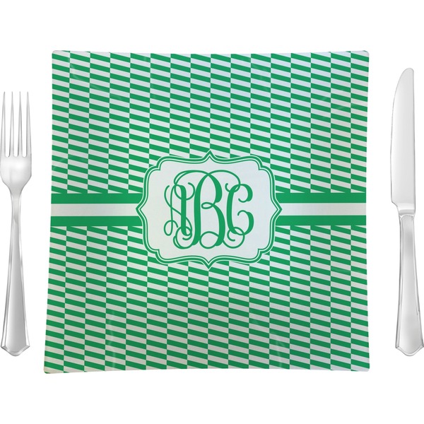 Custom Zig Zag 9.5" Glass Square Lunch / Dinner Plate- Single or Set of 4 (Personalized)
