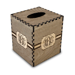 Zig Zag Wood Tissue Box Cover - Square (Personalized)