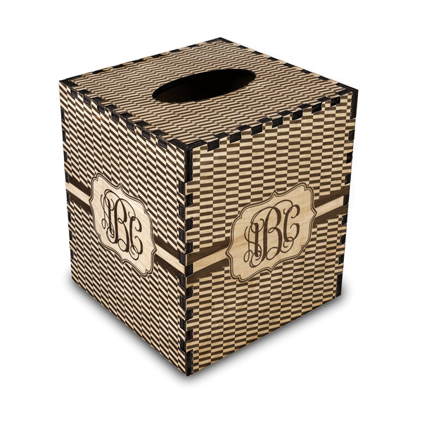 Custom Zig Zag Wood Tissue Box Cover - Square (Personalized)