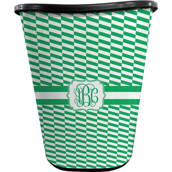 Custom Zig Zag Waste Basket - Double Sided (Black) (Personalized)