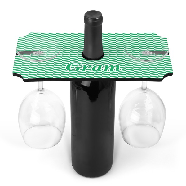 Custom Zig Zag Wine Bottle & Glass Holder (Personalized)