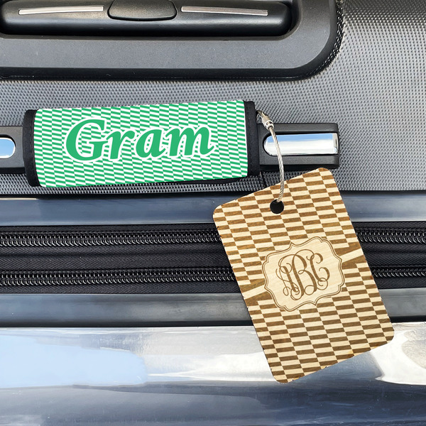 Zig Zag Wood Luggage Tags - Rectangle - Lifestyle
