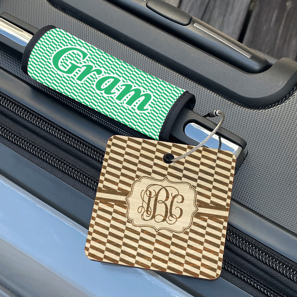 Zig Zag Wood Luggage Tags - Square - Lifestyle