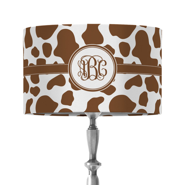 Cow Print 12" Drum Lampshade - ON STAND (Fabric)