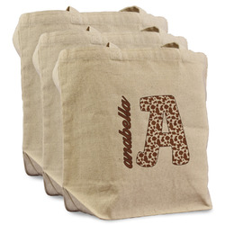 Cow Print Reusable Cotton Grocery Bags - Set of 3 (Personalized)