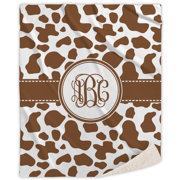 Custom Cow Print Sherpa Throw Blanket (Personalized)