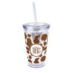 Cow Print 16oz Double Wall Acrylic Tumbler with Lid & Straw - Full Print (Personalized)