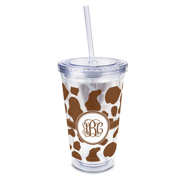 Custom Cow Print 16oz Double Wall Acrylic Tumbler with Lid & Straw - Full Print (Personalized)