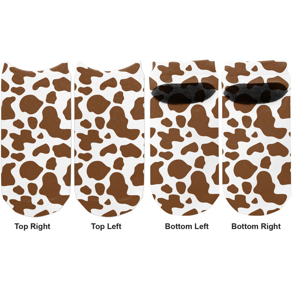 Cow Print Adult Ankle Socks - Double Pair - Front and Back - Apvl