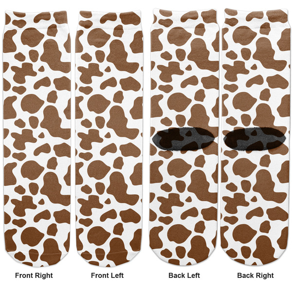 Cow Print Adult Crew Socks - Double Pair - Front and Back - Apvl