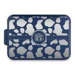 Cow Print Aluminum Baking Pan with Navy Lid (Personalized)