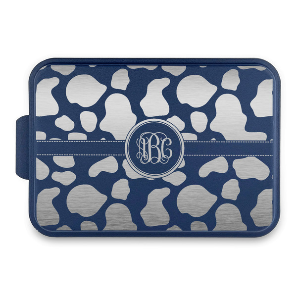 Custom Cow Print Aluminum Baking Pan with Navy Lid (Personalized)
