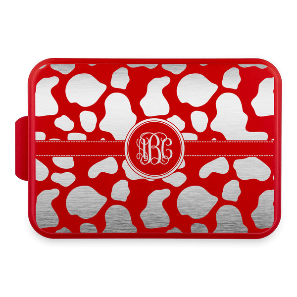 Custom Cow Print Aluminum Baking Pan with Red Lid (Personalized)