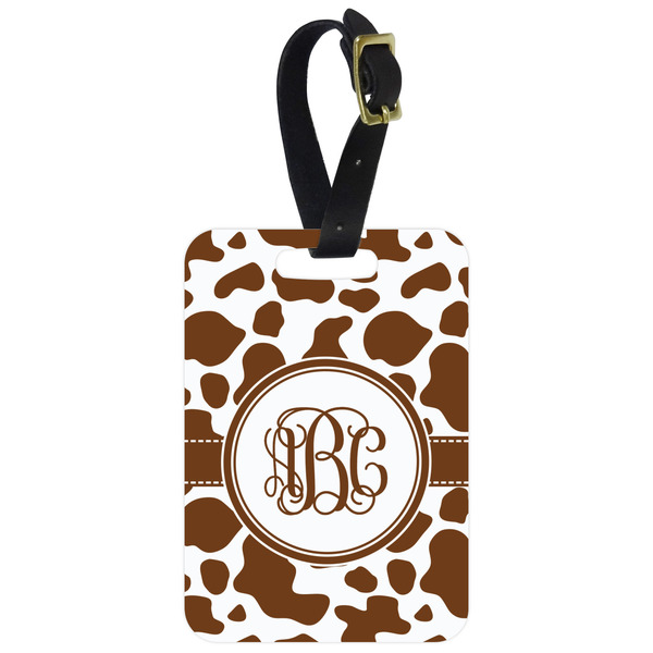 Custom Cow Print Metal Luggage Tag w/ Monogram
