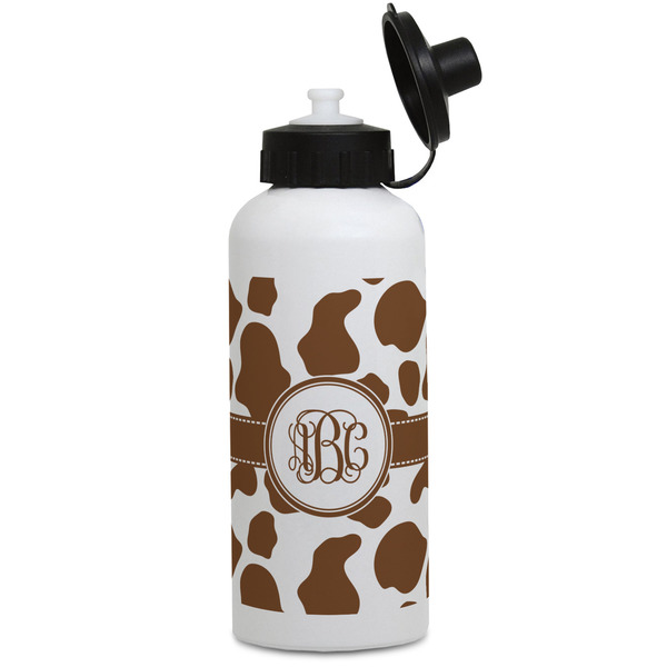 Custom Cow Print Water Bottles - Aluminum - 20 oz - White (Personalized)