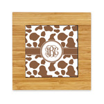 Cow Print Bamboo Trivet with Ceramic Tile Insert (Personalized)