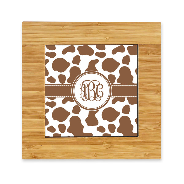 Custom Cow Print Bamboo Trivet with Ceramic Tile Insert (Personalized)