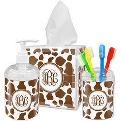 Cow Print Acrylic Bathroom Accessories Set w/ Monogram