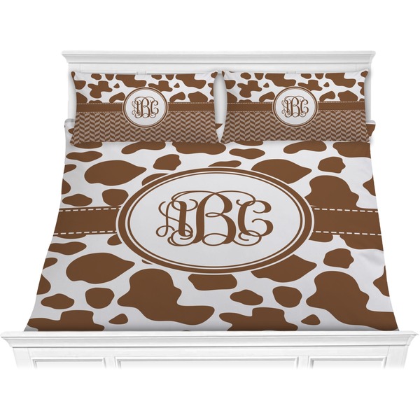 Custom Cow Print Comforter Set - King (Personalized)