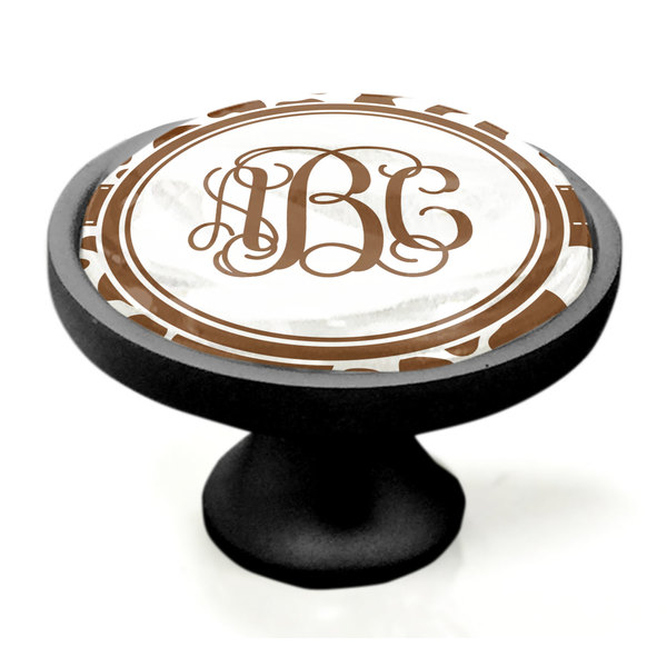 Cow Print Black Custom Cabinet Knob (Side)