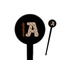 Cow Print 4" Round Plastic Food Picks - Black - Single Sided (Personalized)