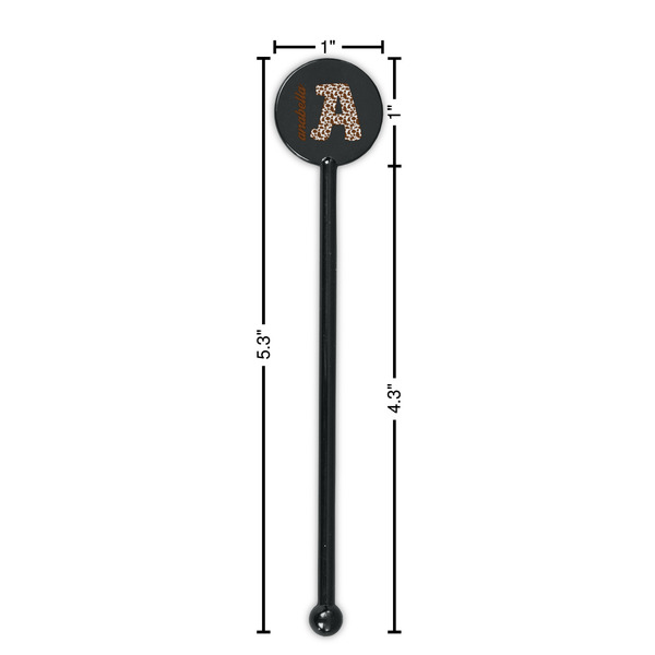 Cow Print Black Plastic 5.5" Stir Stick - Round - Dimensions