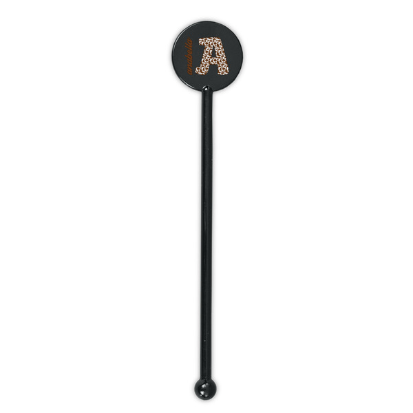 Cow Print Black Plastic 5.5" Stir Stick - Round - Single Stick