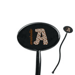 Cow Print 7" Oval Plastic Stir Sticks - Black - Single Sided (Personalized)