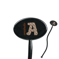Cow Print 7" Oval Plastic Stir Sticks - Black - Single Sided (Personalized)