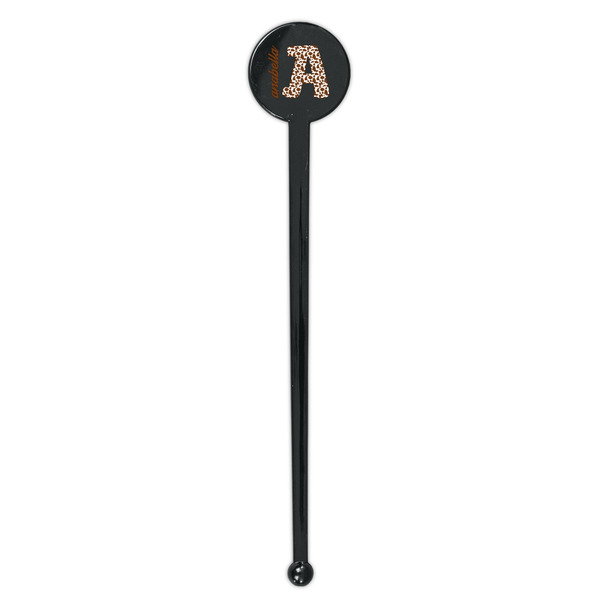 Cow Print Black Plastic 7" Stir Stick - Round - Single Stick