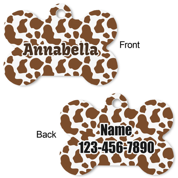 Cow Print Bone Shaped Dog ID Tag - Large - Approval