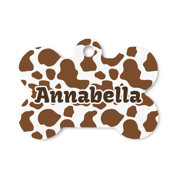 Custom Cow Print Bone Shaped Dog ID Tag - Small (Personalized)